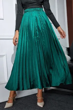 🌿 Pleated Elastic Waist Midi Skirt 🌿