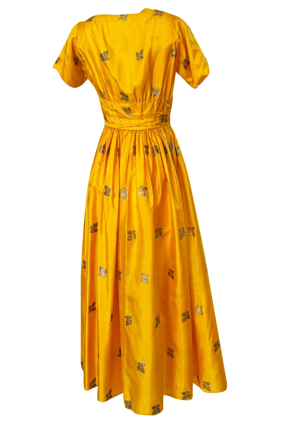 1953 Traina-Norell Metallic Gold Thread Hand Embroidered Couture Dress