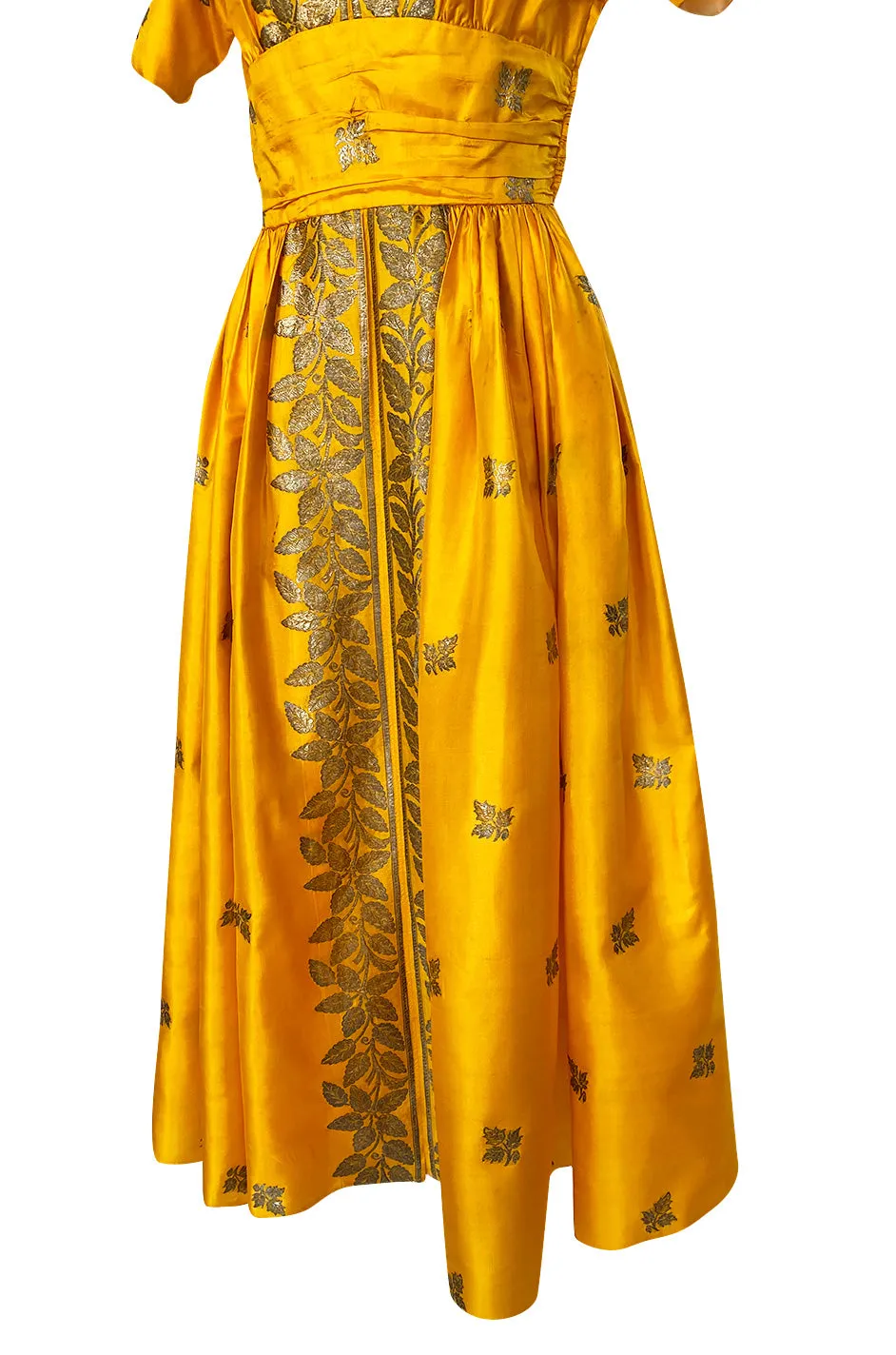 1953 Traina-Norell Metallic Gold Thread Hand Embroidered Couture Dress