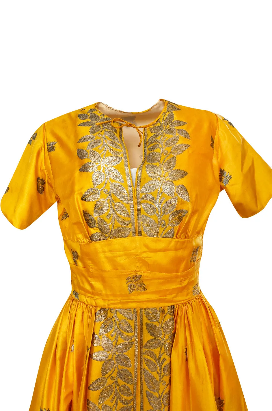 1953 Traina-Norell Metallic Gold Thread Hand Embroidered Couture Dress
