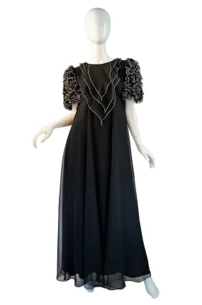 1970s Silver Ruffled Sleeve Jean Varon