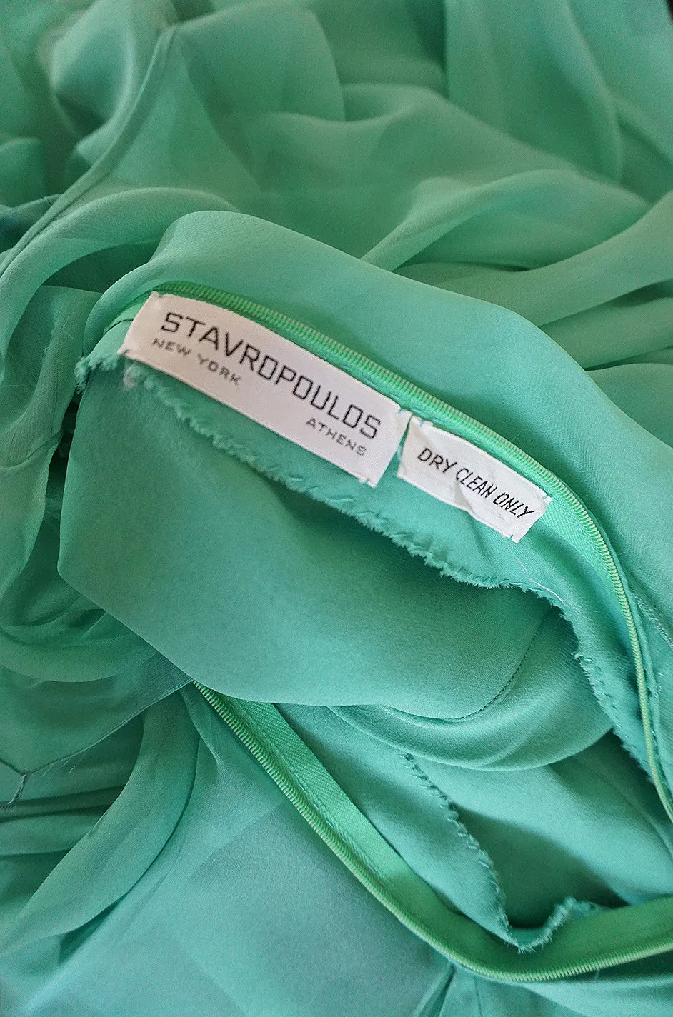 1970s Stavropoulos Couture Romantic Layered Silk Chiffon Dress