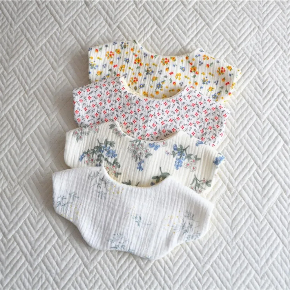 2PCS Baby Korean Version Of Cotton Five-layer Bib Petal Baby Saliva Towel Cotton Baby Bib Anti-spit Milk Bib Rice Pocket Baby Accessories Wholesale