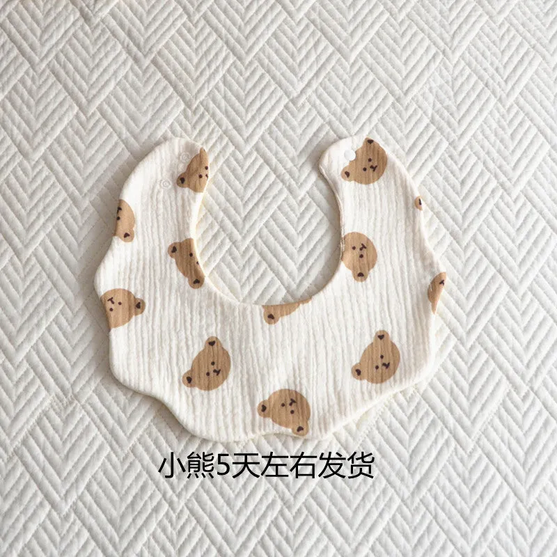 2PCS Baby Korean Version Of Cotton Five-layer Bib Petal Baby Saliva Towel Cotton Baby Bib Anti-spit Milk Bib Rice Pocket Baby Accessories Wholesale