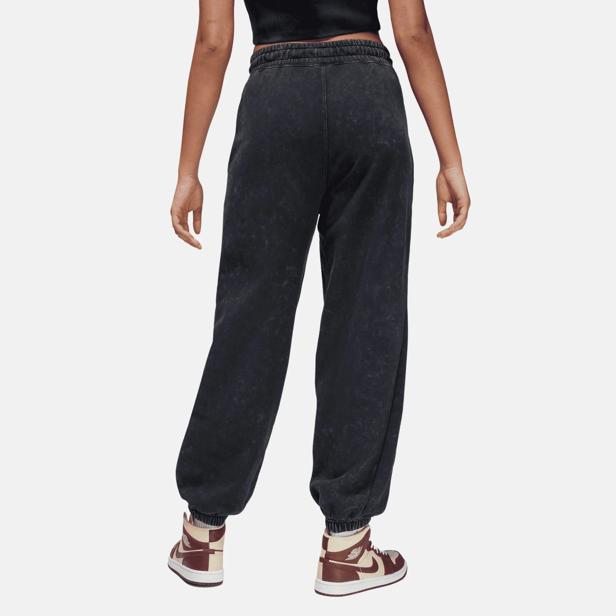 Air Jordan Women's Flight Fleece  Black Washed Fleece Pants