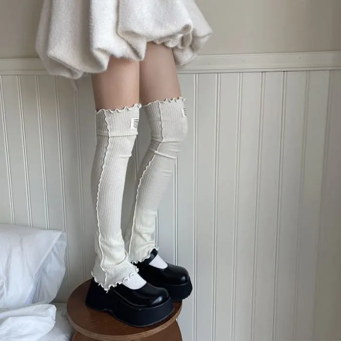 Applique Lettuce Edge Leg Warmers