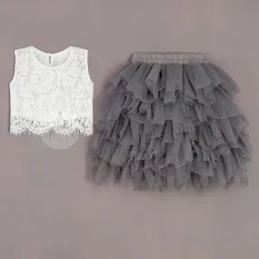 Baby Ophelia Couture Set - Slate Grey