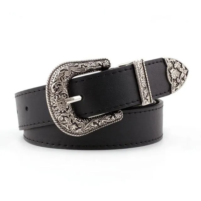 Carved Pin Buckle Belt