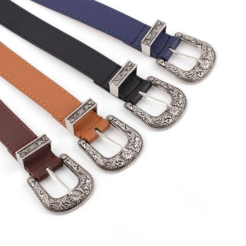 Carved Pin Buckle Belt