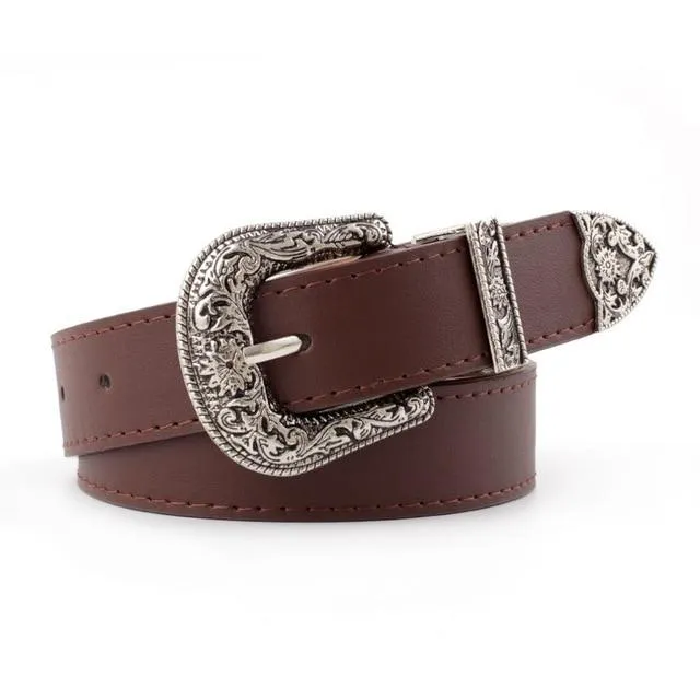 Carved Pin Buckle Belt