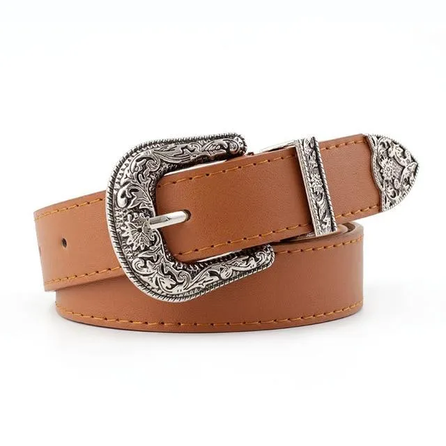 Carved Pin Buckle Belt