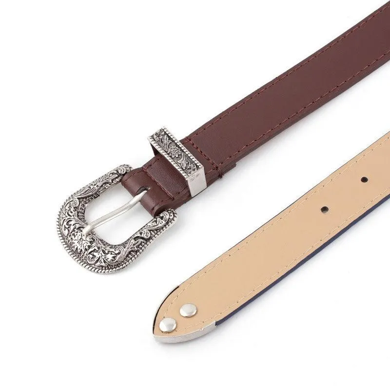 Carved Pin Buckle Belt