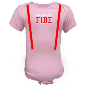Firefighter Personalized PINK Baby Bodysuit