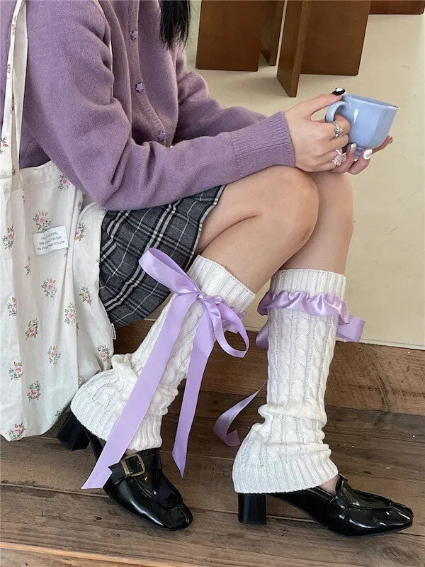 Girly ribbon bow leg warmers