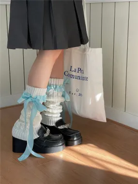 Girly ribbon bow leg warmers