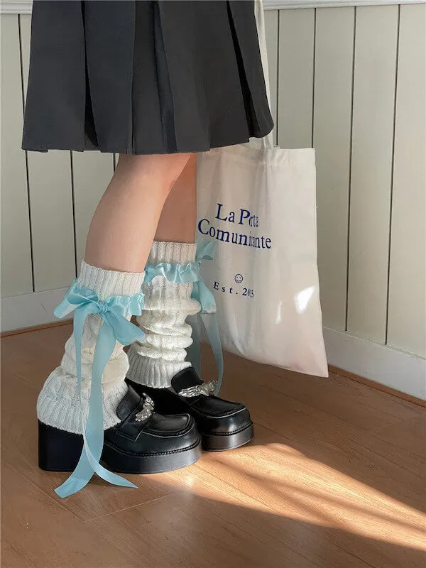 Girly ribbon bow leg warmers