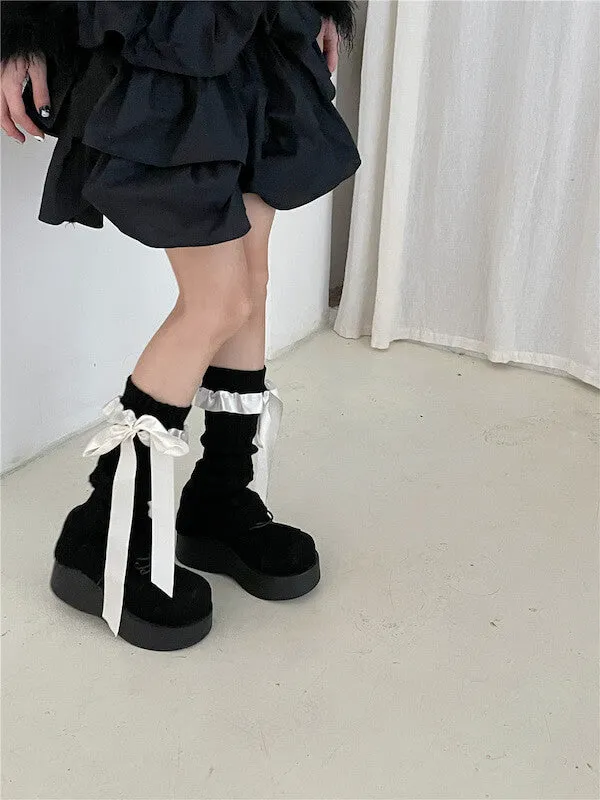 Girly ribbon bow leg warmers