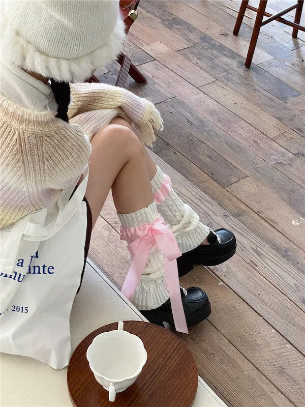 Girly ribbon bow leg warmers