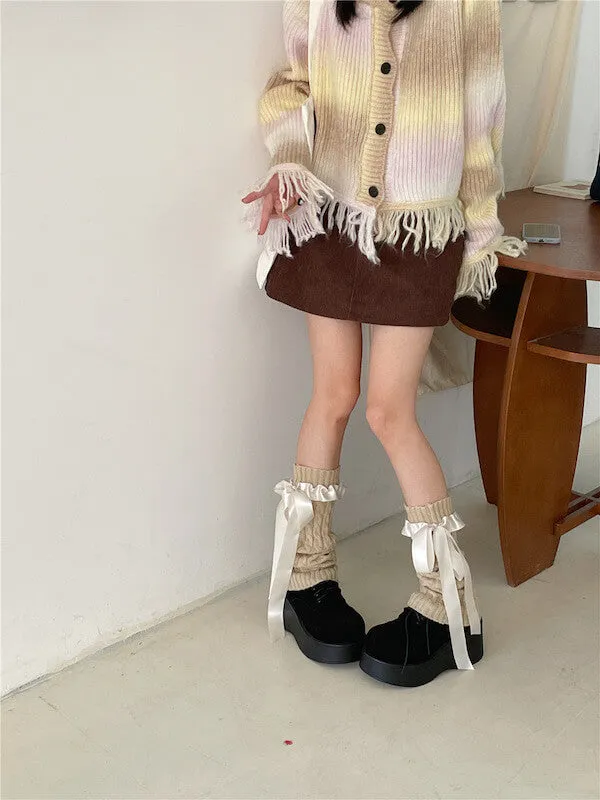Girly ribbon bow leg warmers