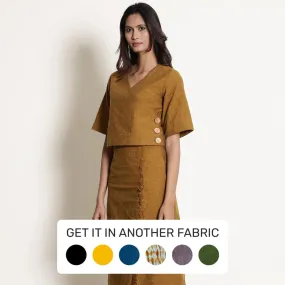 Golden Oak Warm Cotton Surplice Neck Wrap Top