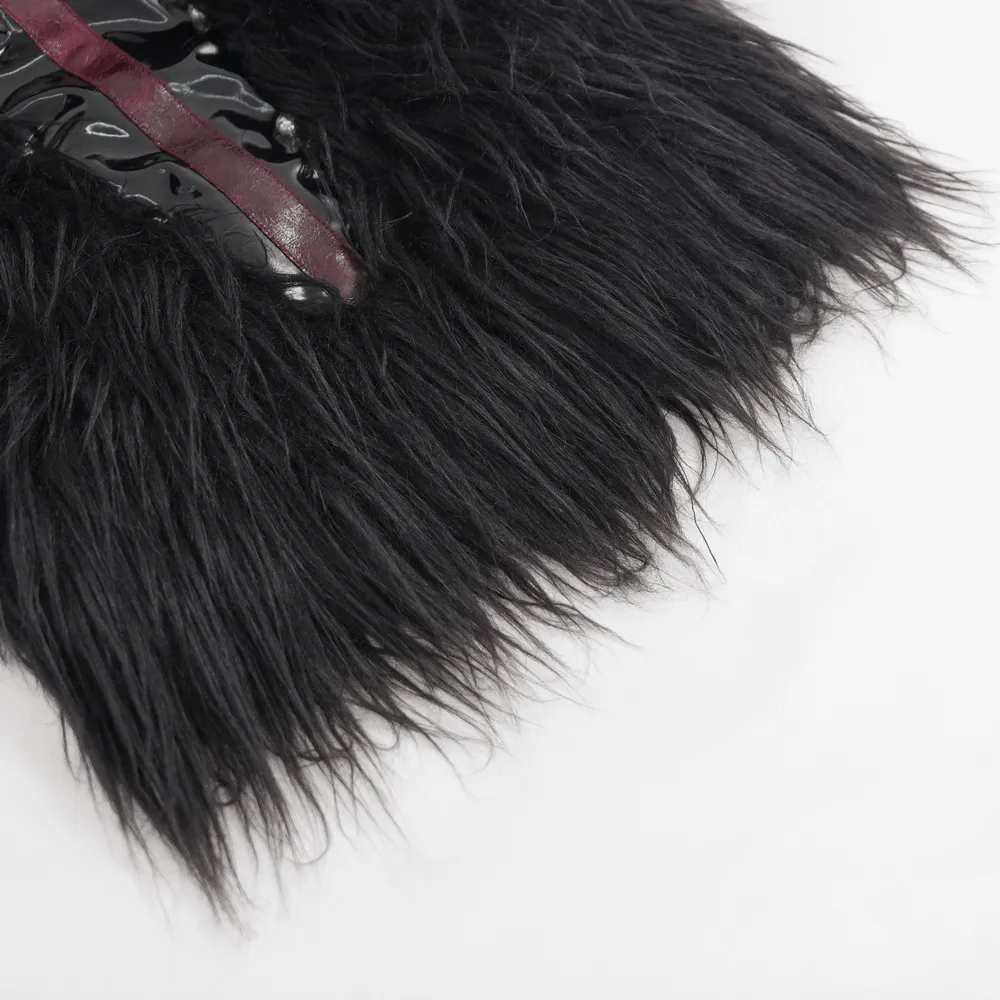 Gothic Furry Leg Warmers with Cross Details and Studs