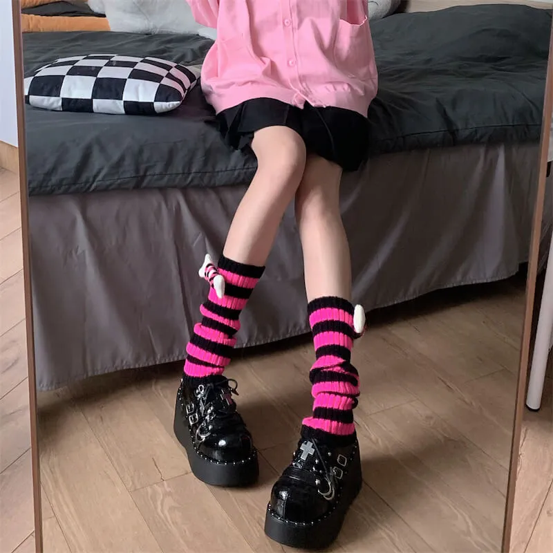 Harajuku y2k bone stripes leg warmers