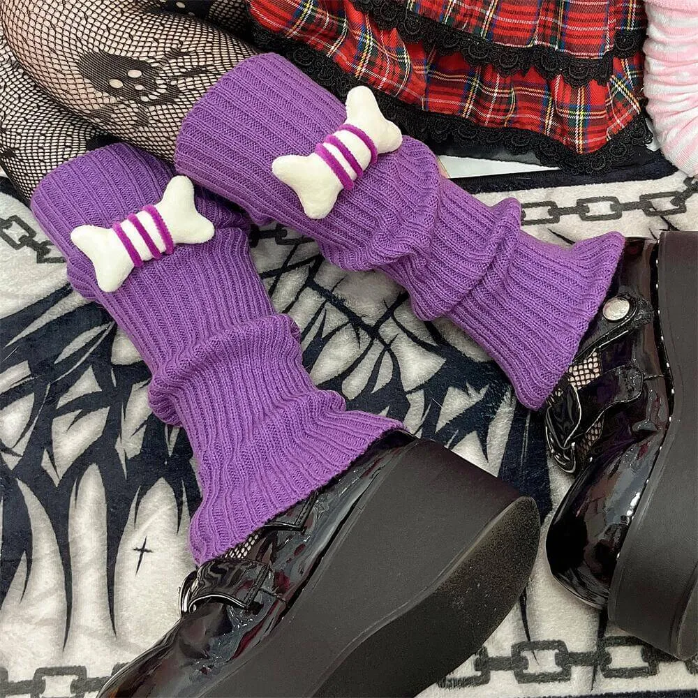 Harajuku y2k bone stripes leg warmers