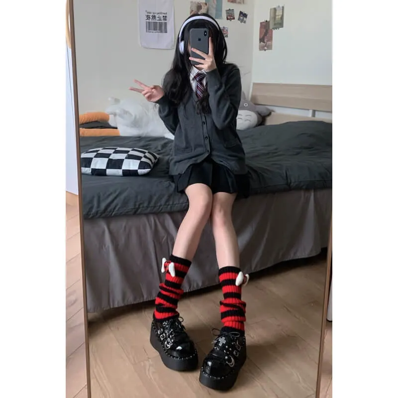 Harajuku y2k bone stripes leg warmers