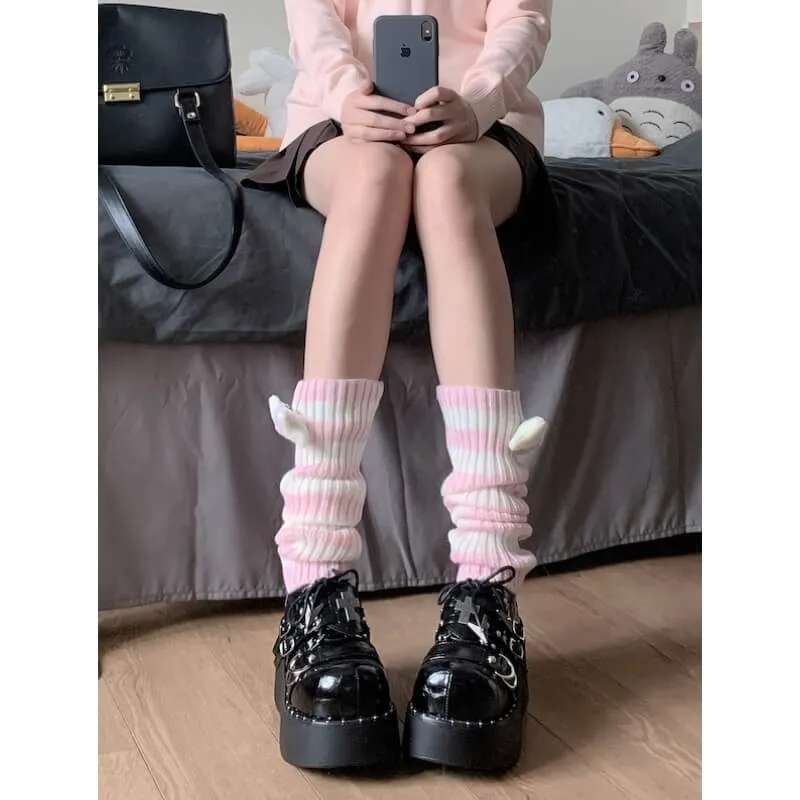 Harajuku y2k bone stripes leg warmers