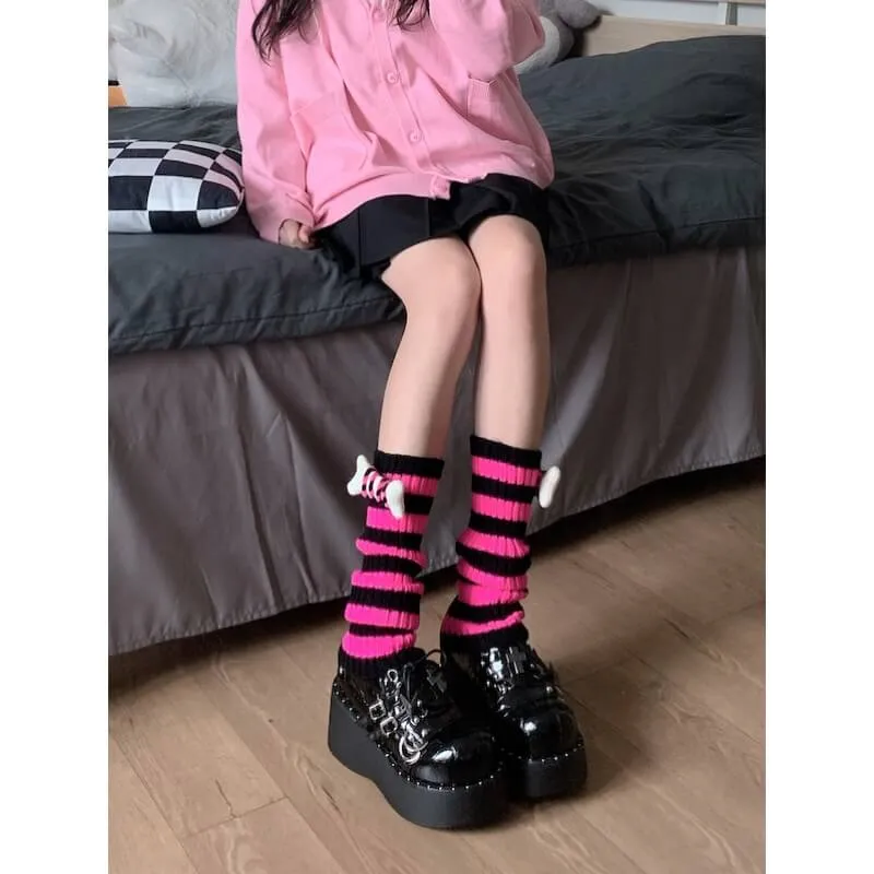 Harajuku y2k bone stripes leg warmers