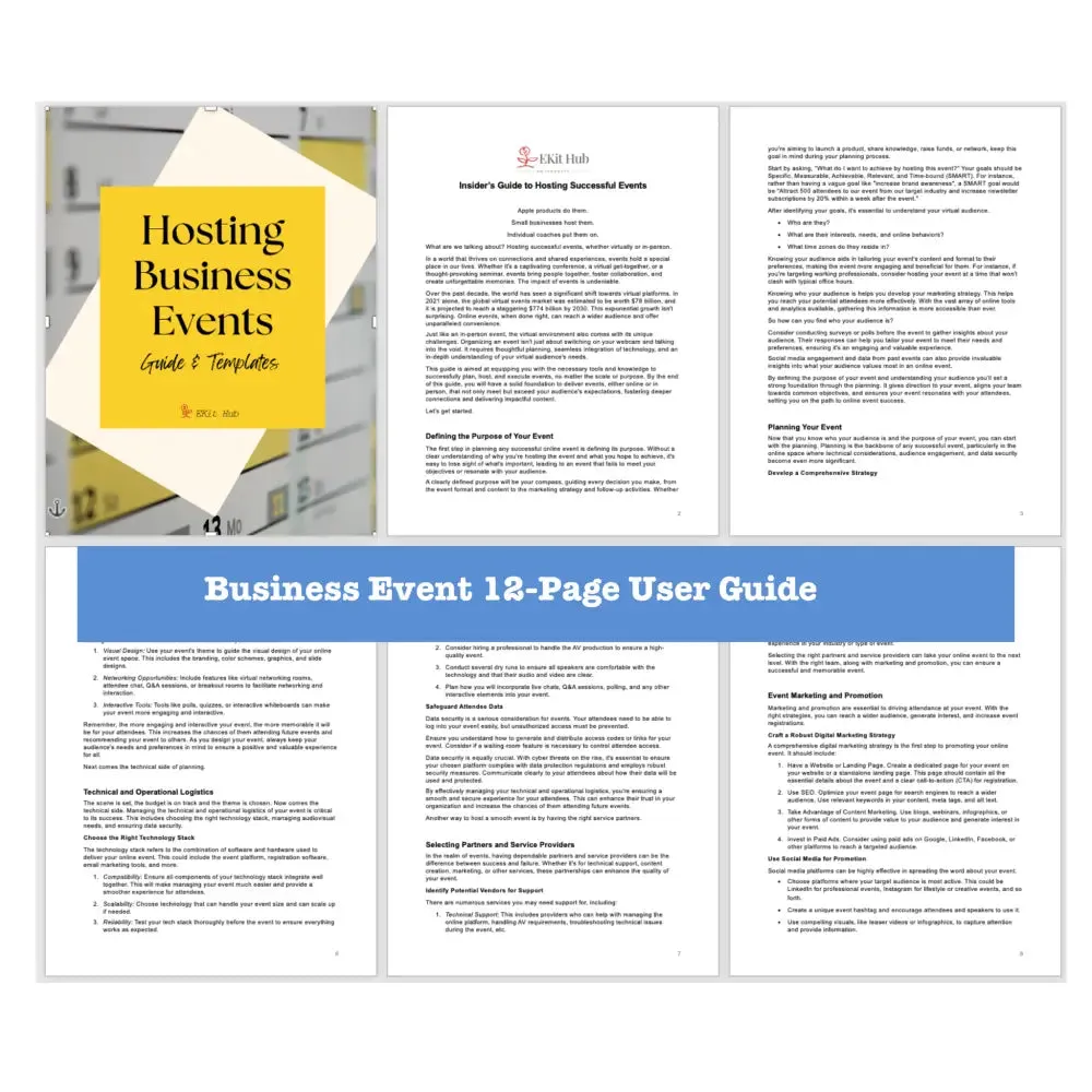 Hosting Business Events Templates    Guide with PLR Rights