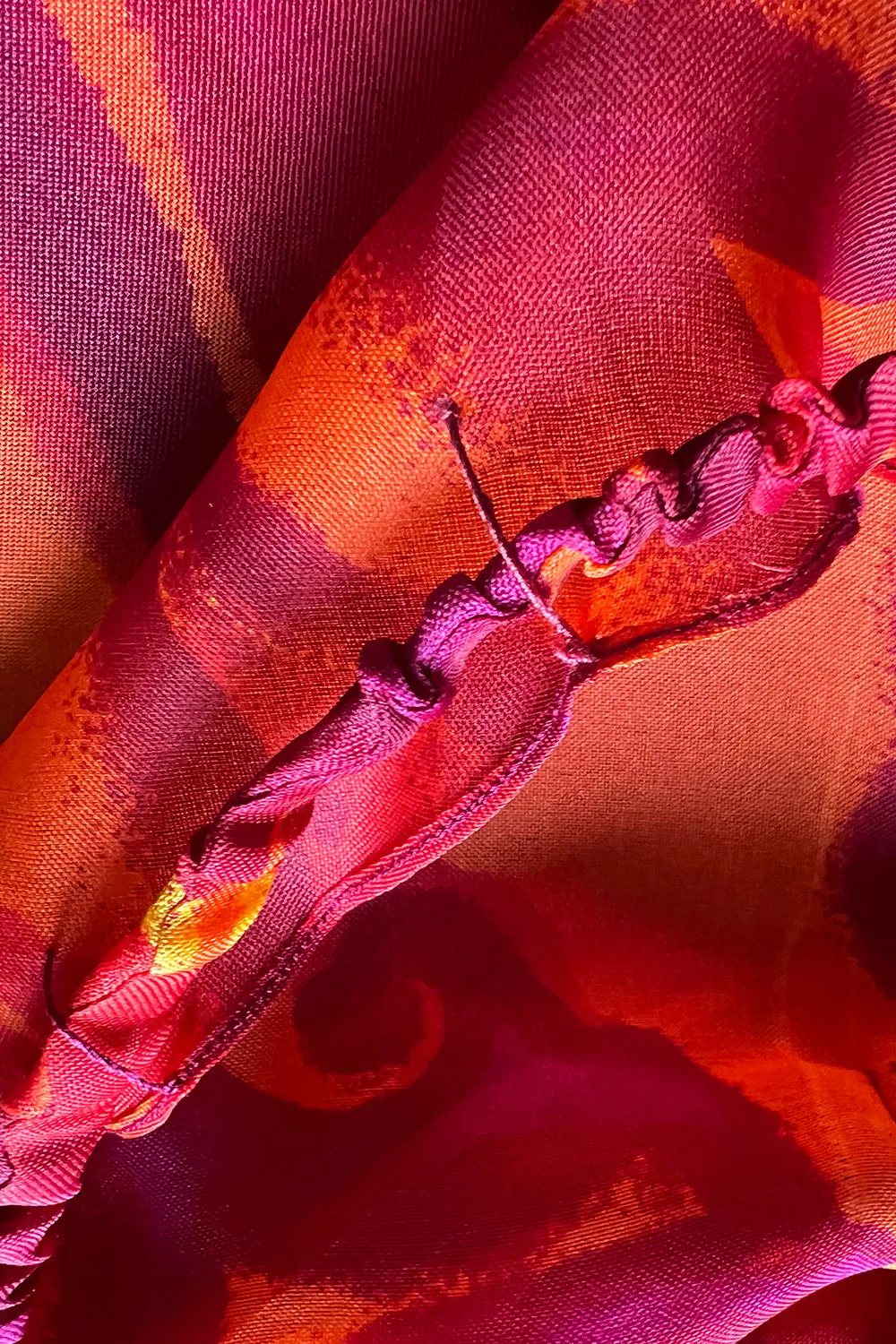 Important & Rare Spring 1966 Madame Gres Printed Silk Chiffon Cut Out Dress