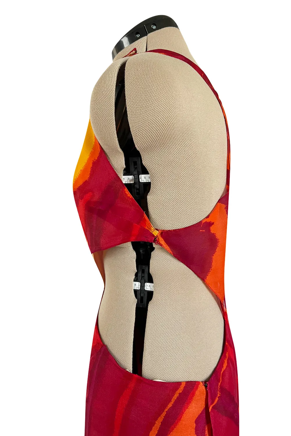 Important & Rare Spring 1966 Madame Gres Printed Silk Chiffon Cut Out Dress