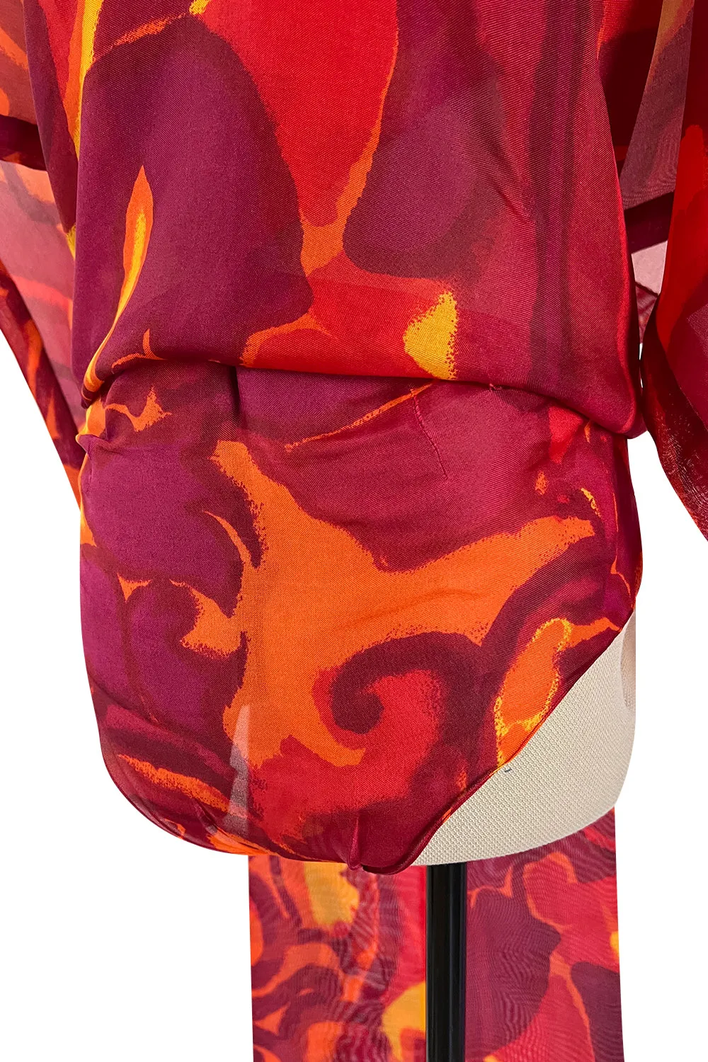 Important & Rare Spring 1966 Madame Gres Printed Silk Chiffon Cut Out Dress
