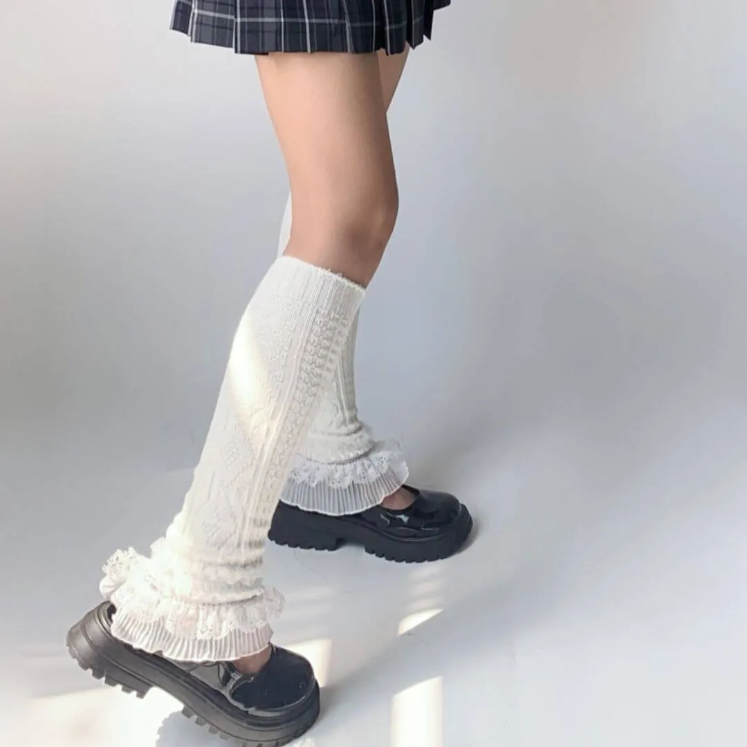 Lace layered leg warmers