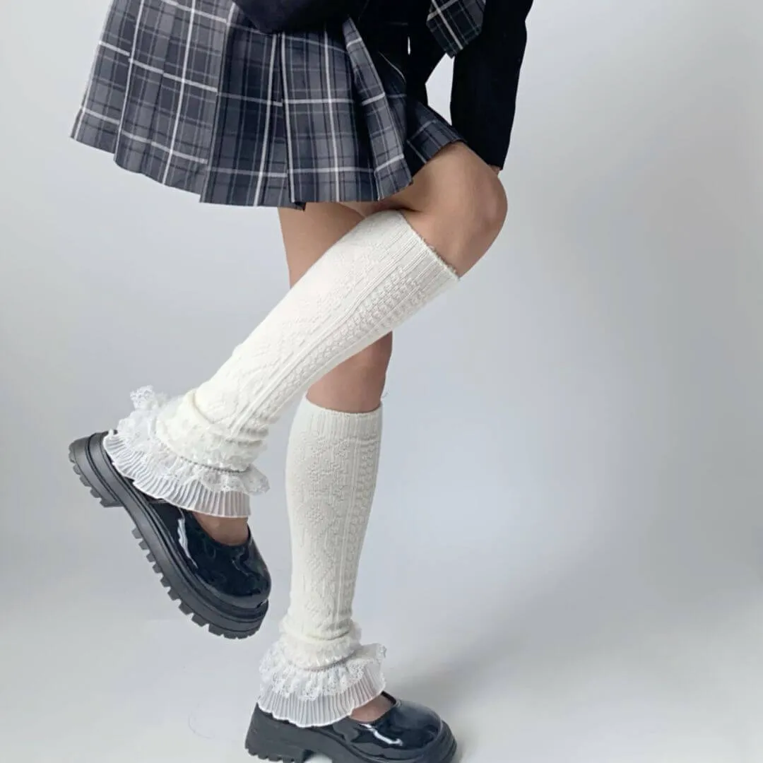 Lace layered leg warmers