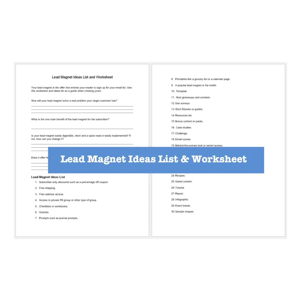 List Building from Scratch Worksheets, Checklists and Guide