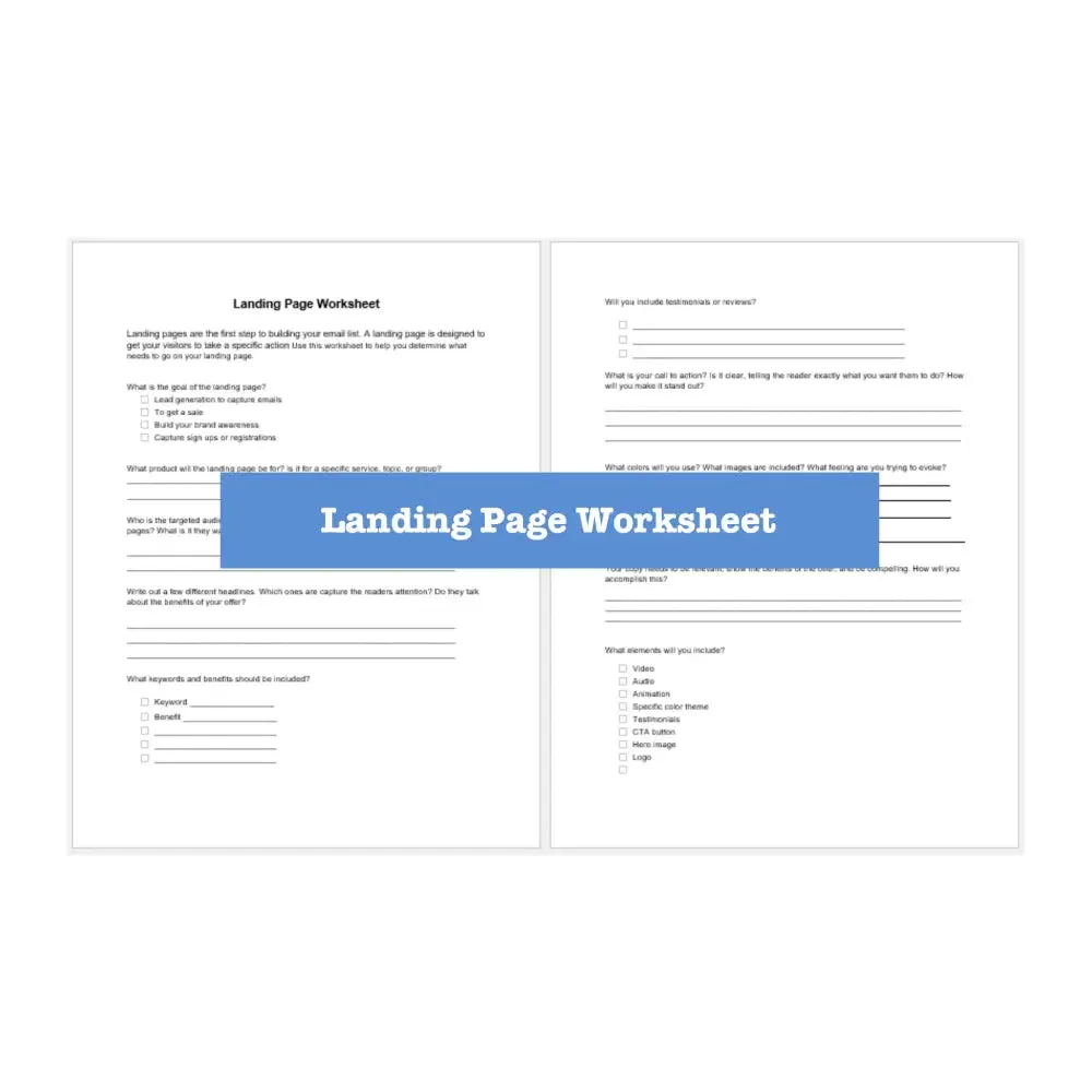 List Building from Scratch Worksheets, Checklists and Guide