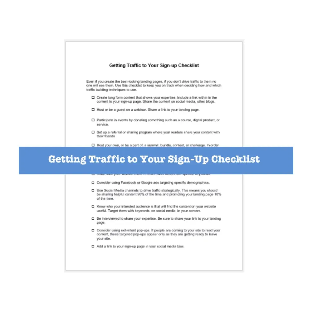 List Building from Scratch Worksheets, Checklists and Guide
