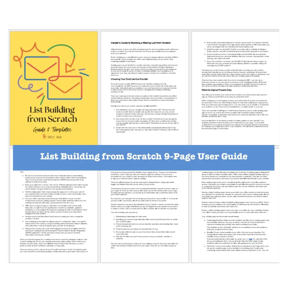 List Building from Scratch Worksheets, Checklists and Guide