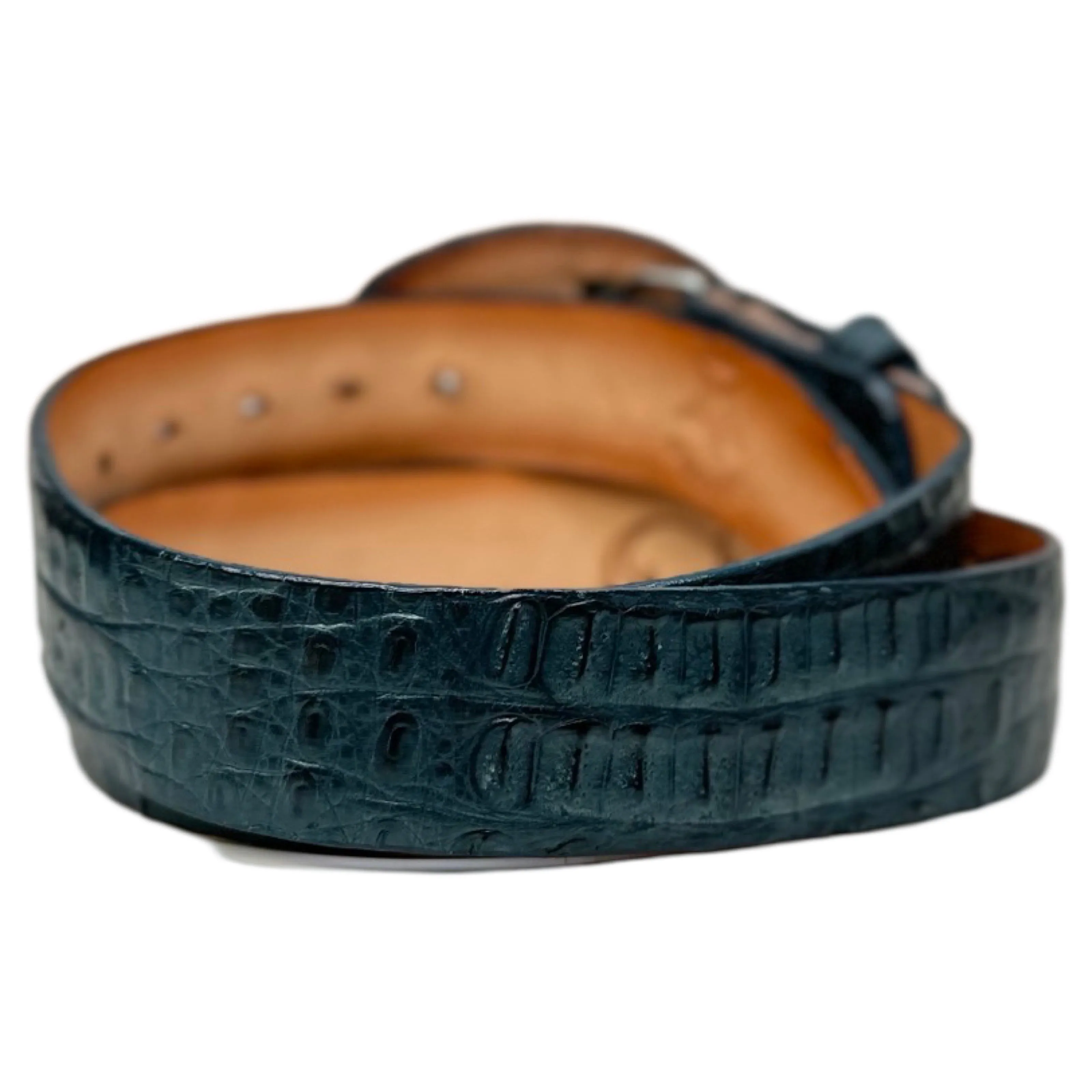Los Altos Blue Jeans Caiman Crocodile Belt