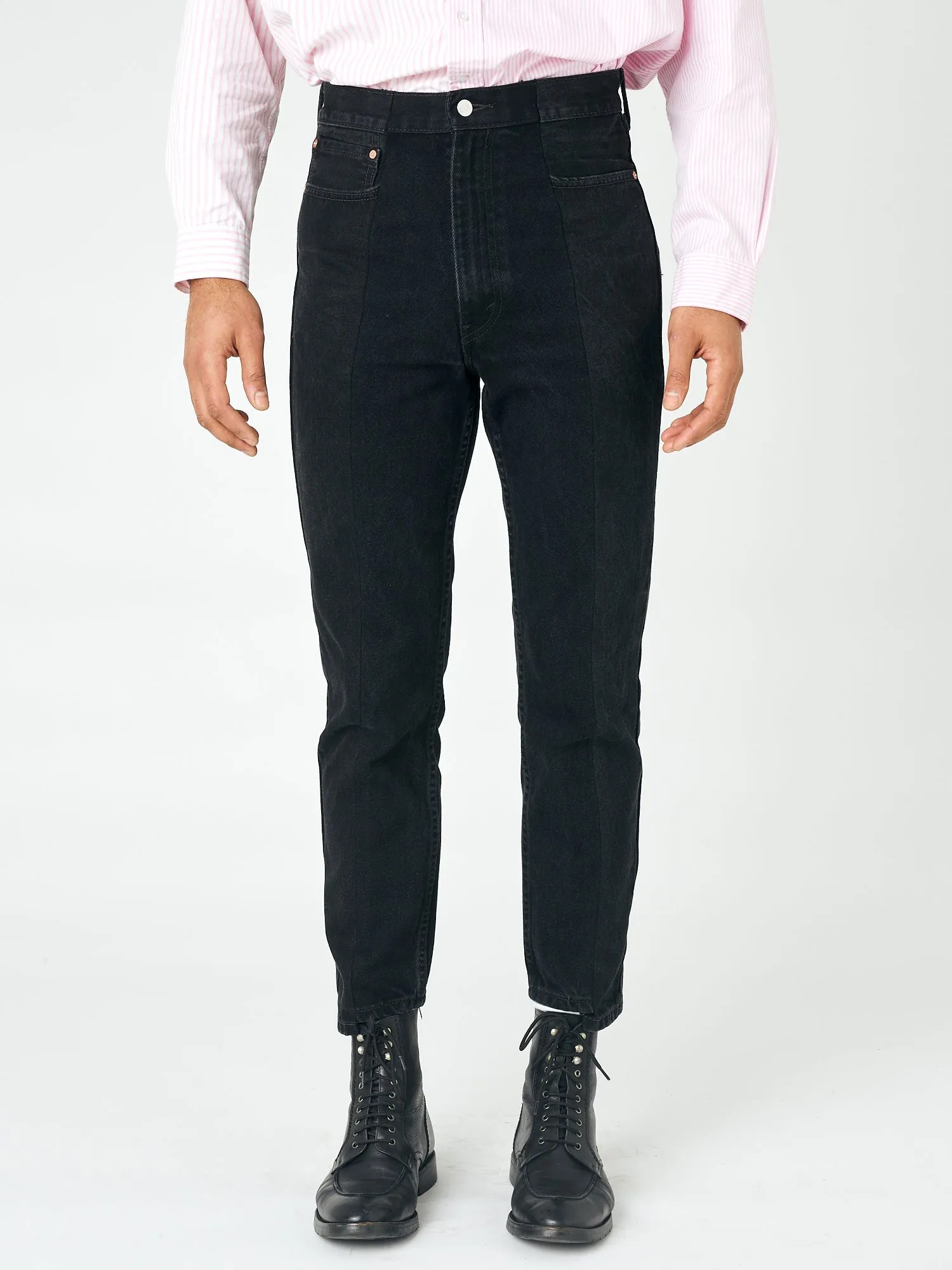 Mens Black Match Straight Leg Jean