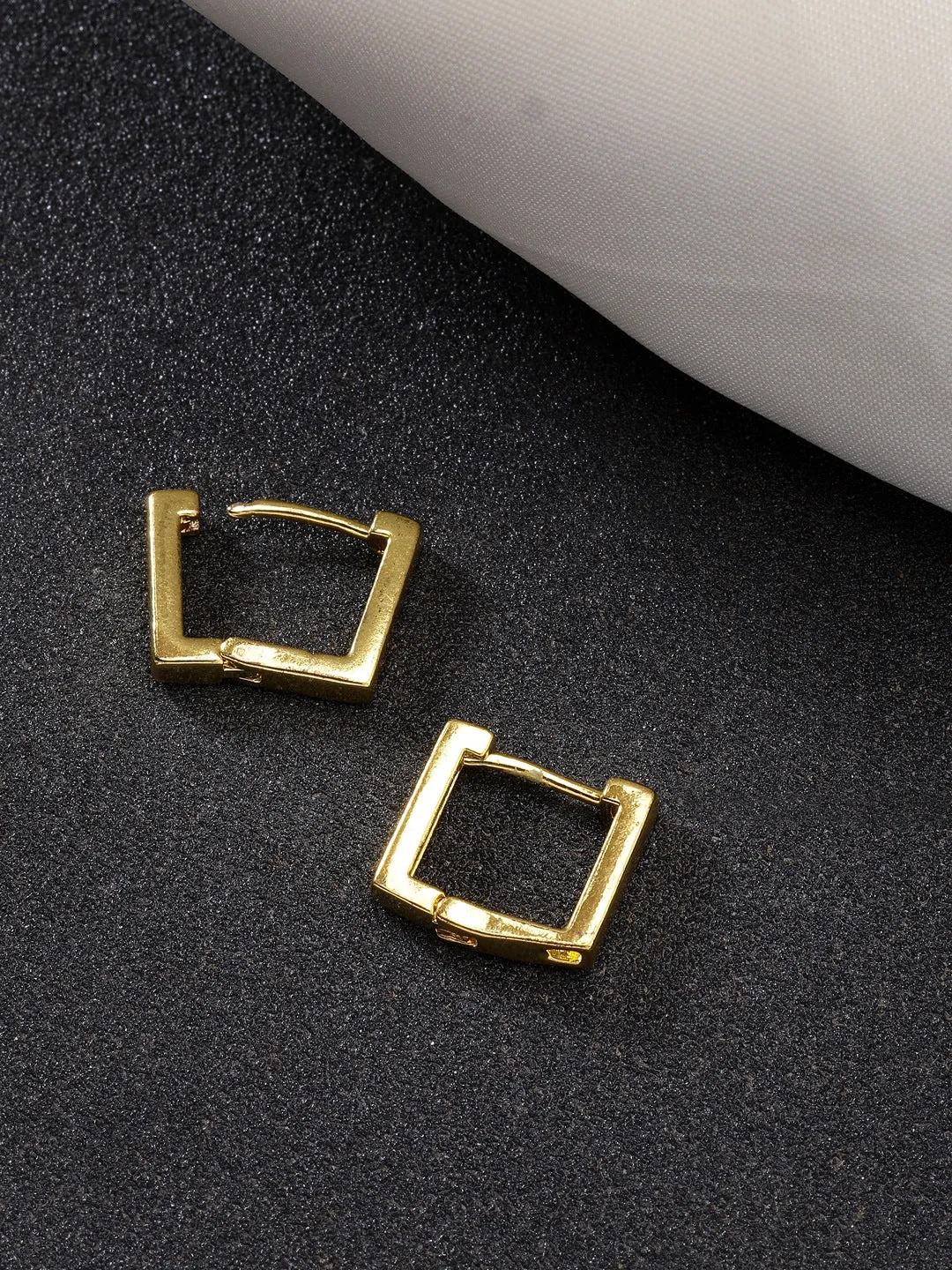 Men's Gold-Plated Geometric Shape Stainless Steel Hoop Earrings - NVR