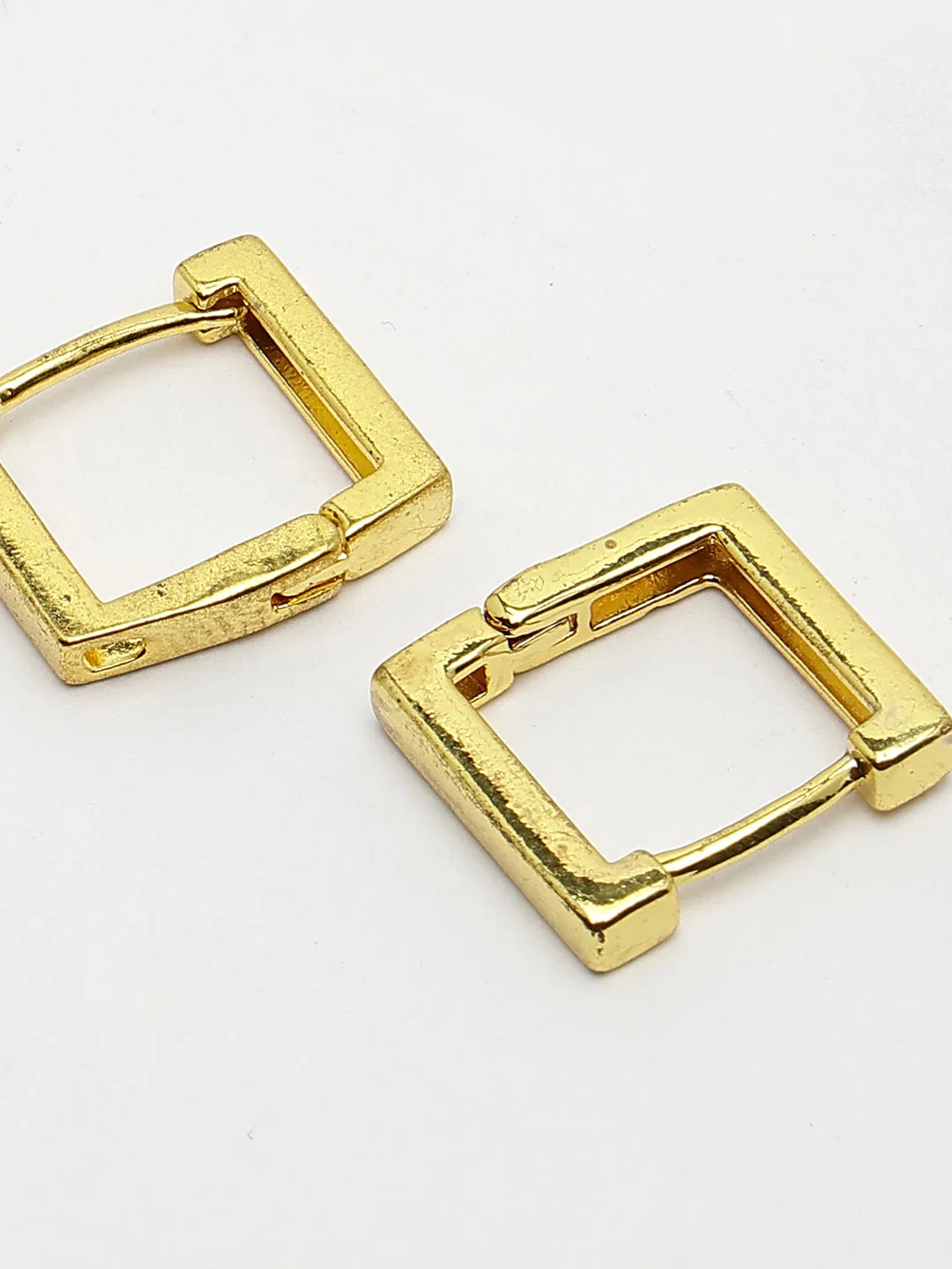 Men's Gold-Plated Geometric Shape Stainless Steel Hoop Earrings - NVR