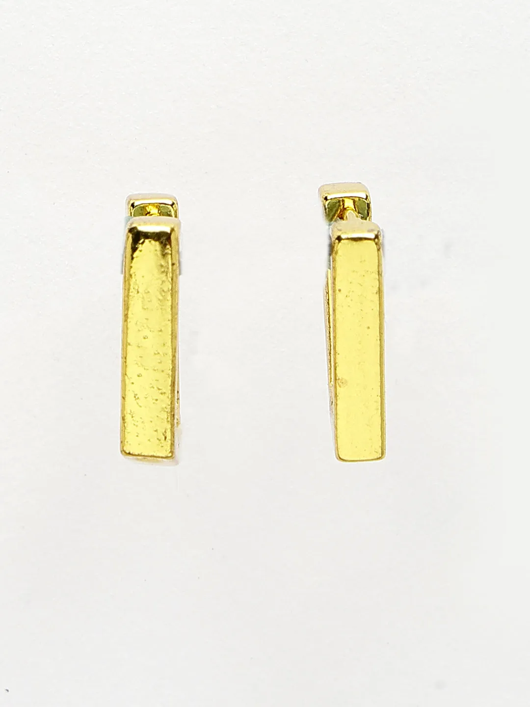 Men's Gold-Plated Geometric Shape Stainless Steel Hoop Earrings - NVR