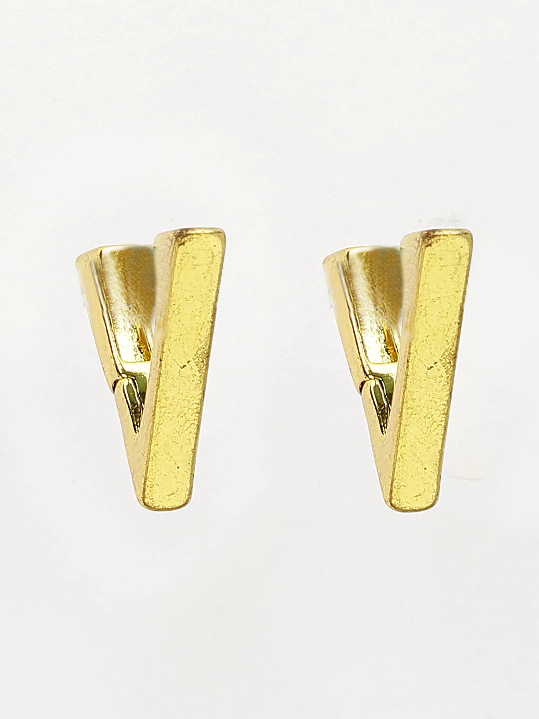 Men's Gold-Plated Geometric Shape Stainless Steel Studs Earring - NVR