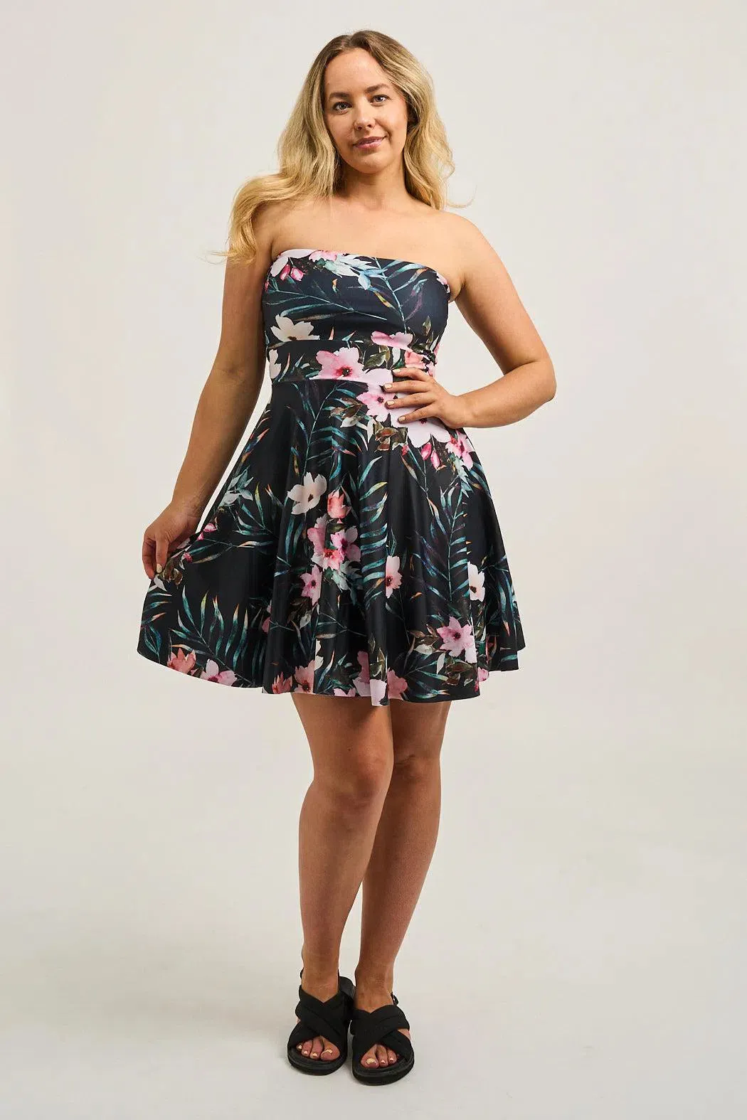 Performance Bandeau Comfort Crop Mini Dress - Exotic At Heart