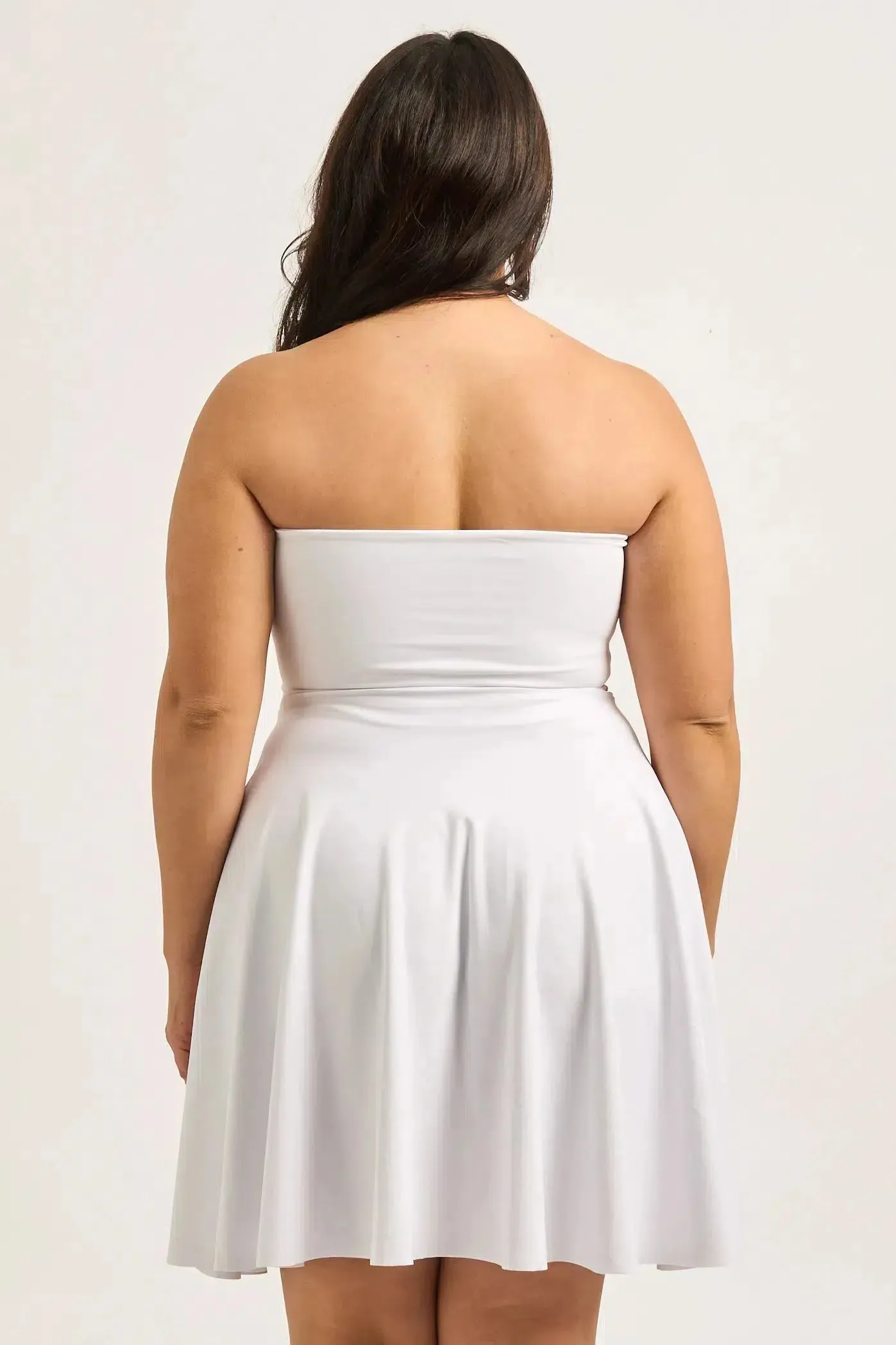 Performance Bandeau Comfort Crop Mini Dress - White