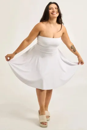 Performance Bandeau Comfort Crop Mini Dress - White