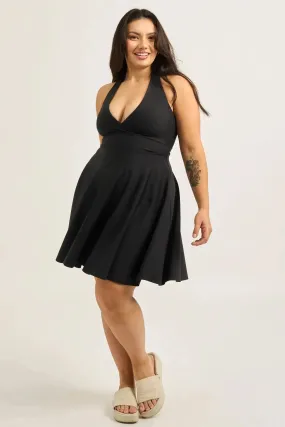 Performance Halter Comfort Crop Mini Dress - Black